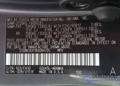 2011 Toyota Highlander Base V6 from USA, damaged, VIN 5TDBK3EH1BS084705